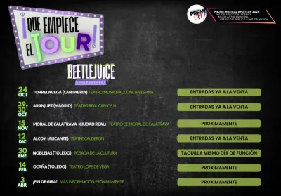 La adaptación de «Beetlejuice» de Telón Aparte sale de gira nacional tras arrasar en los PremiOFF