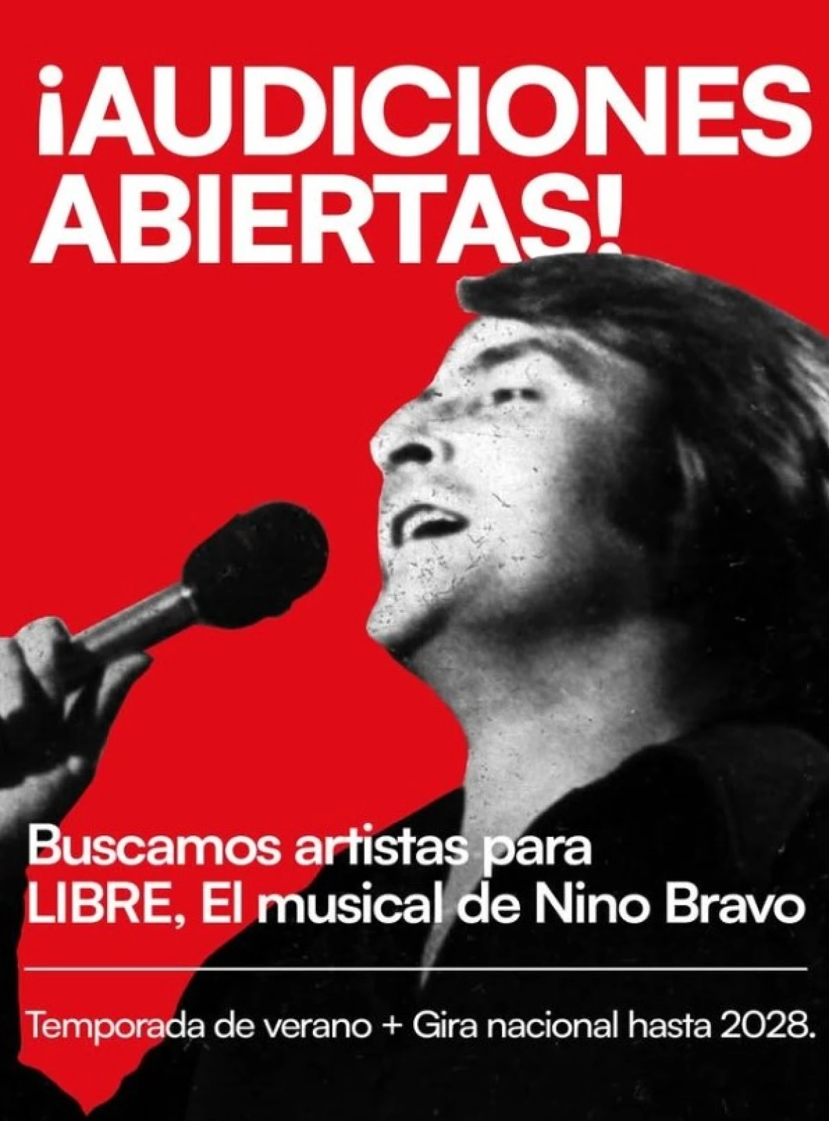 CASTING: Melomans busca voces masculinas para Libre, el Musical de Nino Bravo