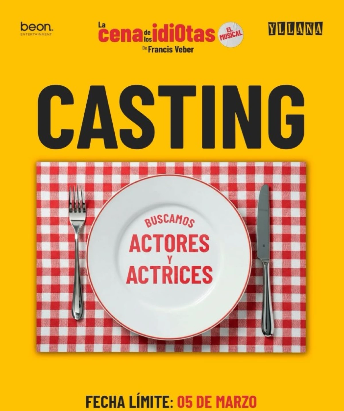 Beon. Entertainment abre el casting para el estreno mundial de La Cena de los idiotas, el musical