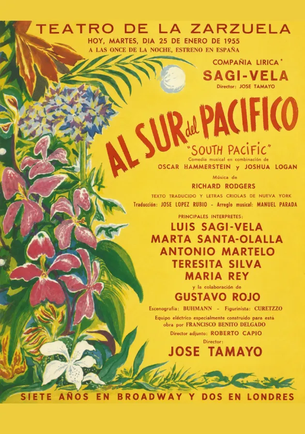 Poster del musical Al sur del pacífico (1955)